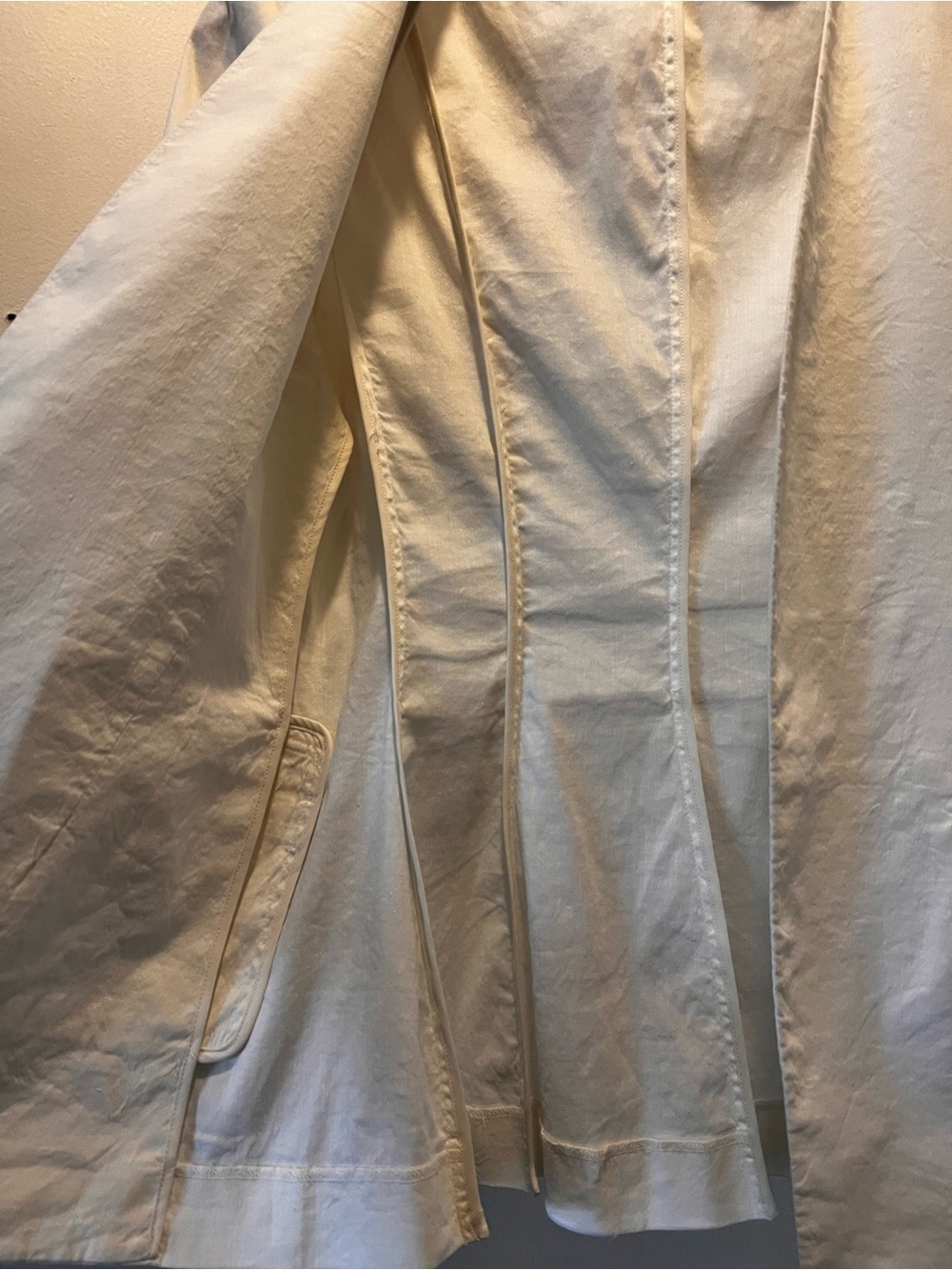 THEORY Collarless Open Front Linen Blend Blazer Jacket White 3/4 Sleeve size 12 - Picture 6 of 8